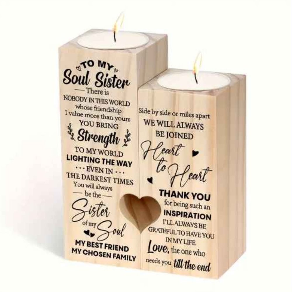1PC, Heart Candlestick-Soul Sister Candle Holder, Gifts For Women